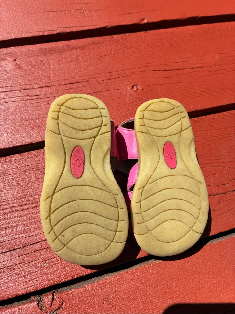 Hanna Andersson Bright Pink Leather Toddler Fisherman Sandals size 22 (6)